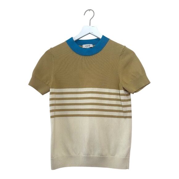 COS Striped Knitted T-Shirt Size Small - Picture 1 of 10
